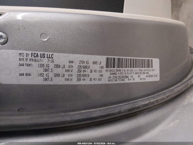 Aukcja sprzedaży 2017 Chrysler Pacifica Touring-l, vin: 2C4RC1BG2HR528803, numer aukcji: 45531244