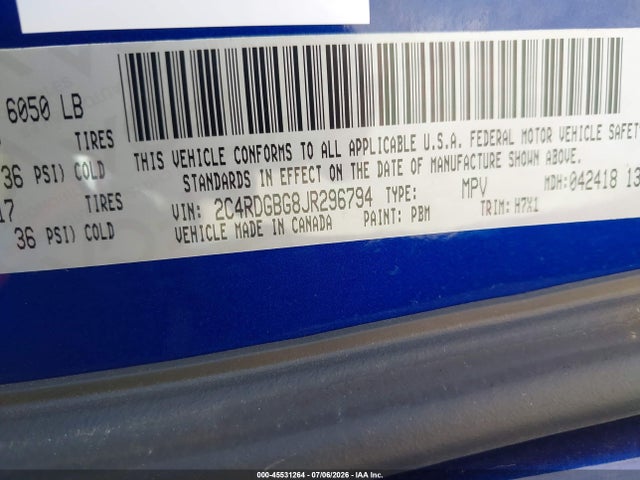 Dodge Grand Caravan Se 2018 2C4RDGBG8JR296794 Image 9