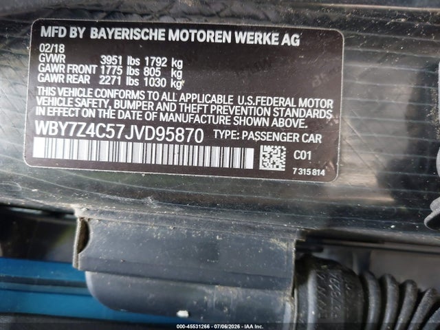 BMW I3 94ah W/range Extender 2018 WBY7Z4C57JVD95870 Image 9