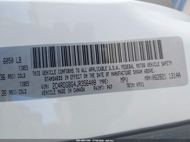 Dodge Grand Caravan Se 2018 2C4RDGBG4JR356408 Image 9