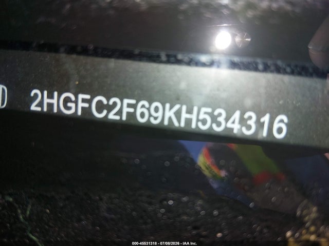 Honda Civic Lx 2019 2HGFC2F69KH534316 Image 9