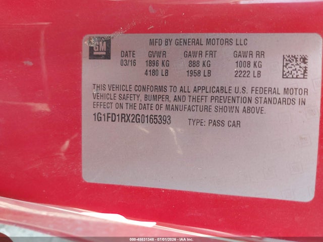 Chevrolet Camaro 2lt 2016 1G1FD1RX2G0165393 Image 9