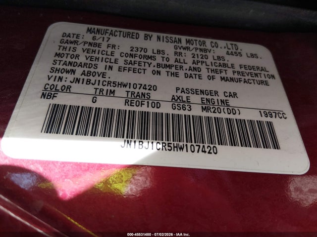 JN1BJ1CR5HW107420 Nissan Rogue Sport Sl