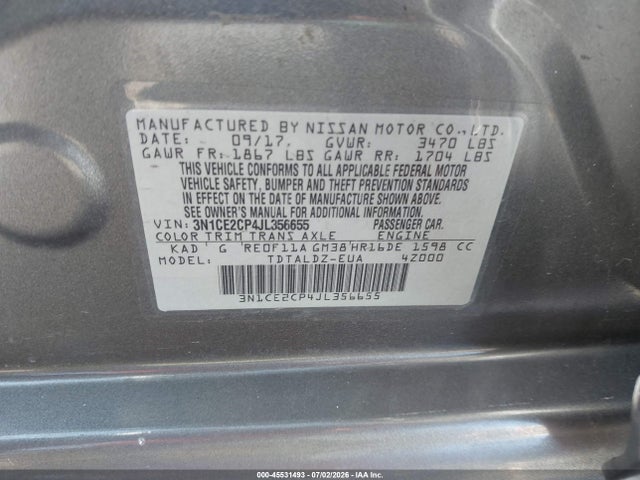 Nissan Versa Note Sv 2018 3N1CE2CP4JL356655 Image 9