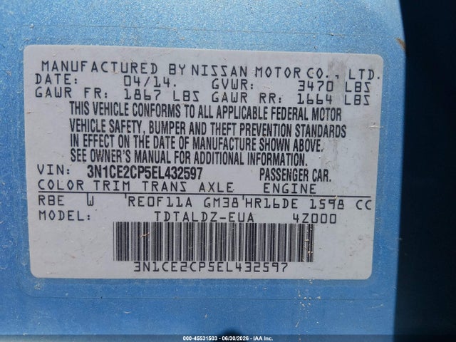 Nissan Versa Note Sv 2014 3N1CE2CP5EL432597 Image 9