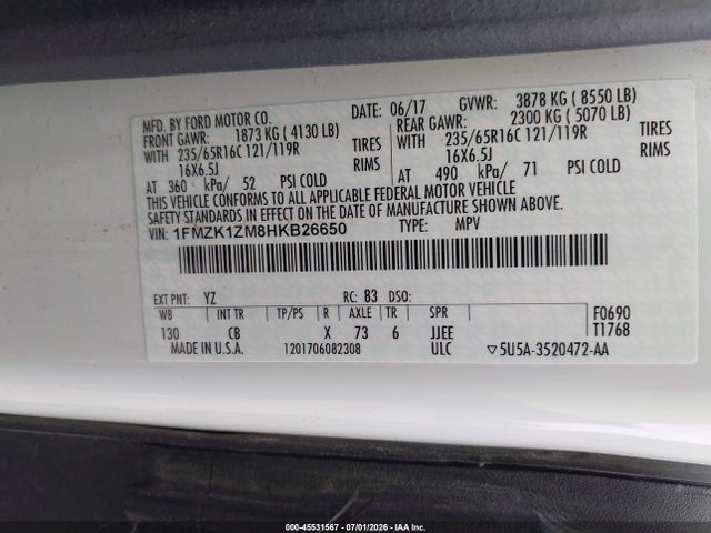 Ford Transit-150 2017 1FMZK1ZM8HKB26650 Image 9