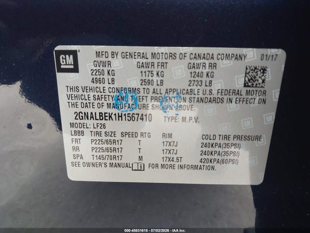 Chevrolet EQUINOX LS 2017 2GNALBEK1H1567410 Image 9