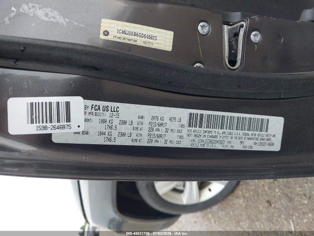 Продажа на аукционе авто 2016 Jeep Compass Latitude, vin: 1C4NJDEB6GD645923, номер лота: 45531706