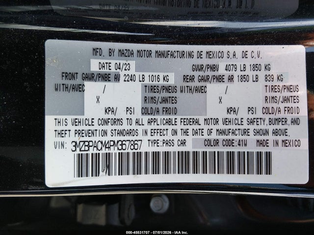 Mazda Mazda3 2.5 S Preferred 2023 3MZBPACM4PM367867 Image 9