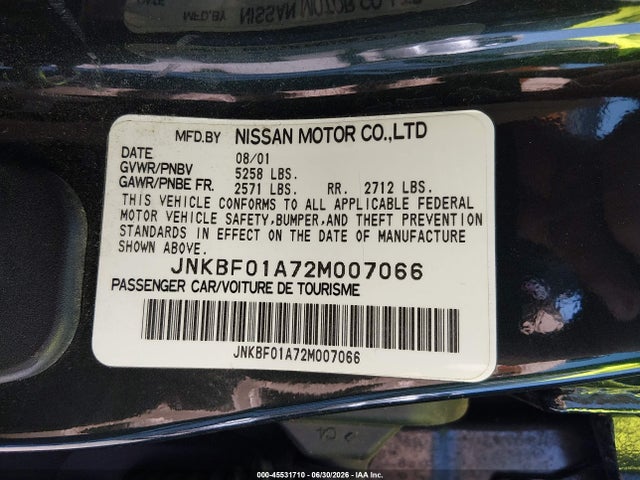 Продаж на аукціоні авто 2002 Infiniti Q45 Luxury, vin: JNKBF01A72M007066, номер лоту: 45531710