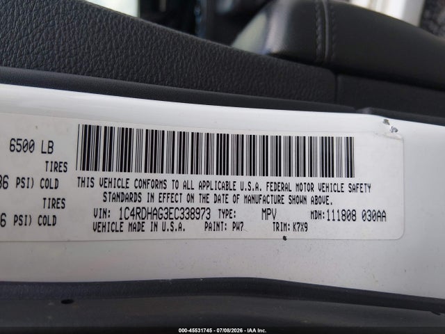 Продажа на аукционе авто 2014 Dodge Durango Sxt, vin: 1C4RDHAG3EC338973, номер лота: 45531745