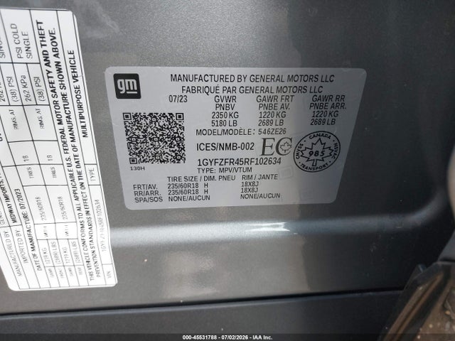 Aukcja sprzedaży 2024 Cadillac Xt4 Sport, vin: 1GYFZFR45RF102634, numer aukcji: 45531788