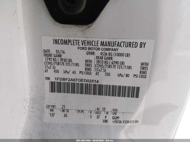 1FDBF2A67GED02514 Ford F-250 Xl/xlt