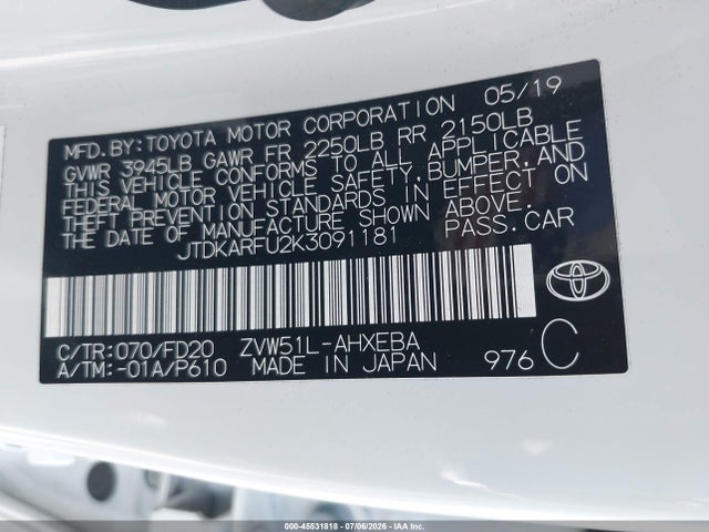 Toyota Prius Le 2019 JTDKARFU2K3091181 Image 9