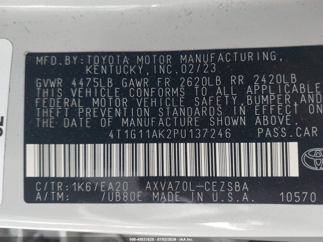 Toyota CAMRY SE 2023 4T1G11AK2PU137246 Image 9
