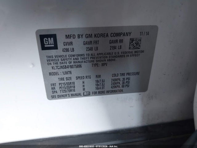 Chevrolet TRAX LTZ 2015 KL7CJNSB4FB075896 Image 9