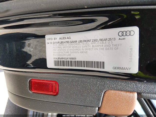 Aukcja sprzedaży 2018 Audi A4 2.0t Premium/2.0t Tech Premium, vin: WAUENAF40JA166809, numer aukcji: 45531885