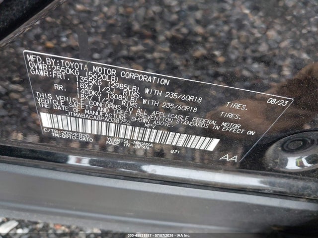 Продажа на аукционе авто 2023 Toyota Bz4x Xle, vin: JTMABACA8PA038752, номер лота: 45531887