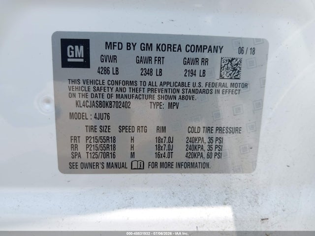 Продаж на аукціоні авто 2019 Buick Encore Fwd Preferred, vin: KL4CJASB0KB702402, номер лоту: 45531932