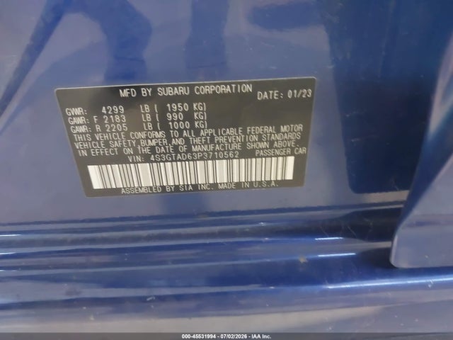 Продаж на аукціоні авто 2023 Subaru Impreza Premium 5-door, vin: 4S3GTAD63P3710562, номер лоту: 45531994