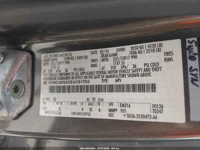 Ford ESCAPE SE 2014 1FMCU0GXXEUC61703 Image 9