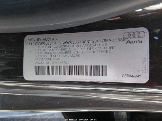 Aukcja sprzedaży 2013 Audi A7 3.0t Premium, vin: WAU2GAFC4DN015201, numer aukcji: 45532029