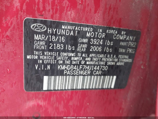 Продаж на аукціоні авто 2017 Hyundai Elantra Se, vin: KMHD84LF7HU144730, номер лоту: 45532054