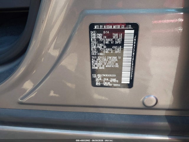 2014 Infiniti Qx80 მანქანა იყიდება აუქციონზე, vin: JN8AZ2NC8E9353201, აუქციონის ნომერი: 45532062