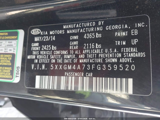 KIA Optima Lx 2015 5XXGM4A73FG359520 Image 9