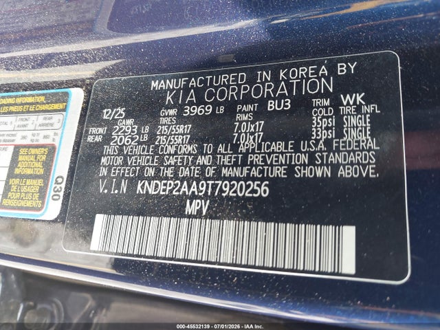 Продажа на аукционе авто 2026 Kia Seltos Lx, vin: KNDEP2AA9T7920256, номер лота: 45532139
