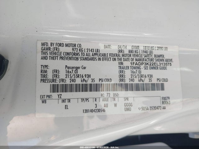 Ford FOCUS SE 2014 1FADP3K22EL313575 Image 9