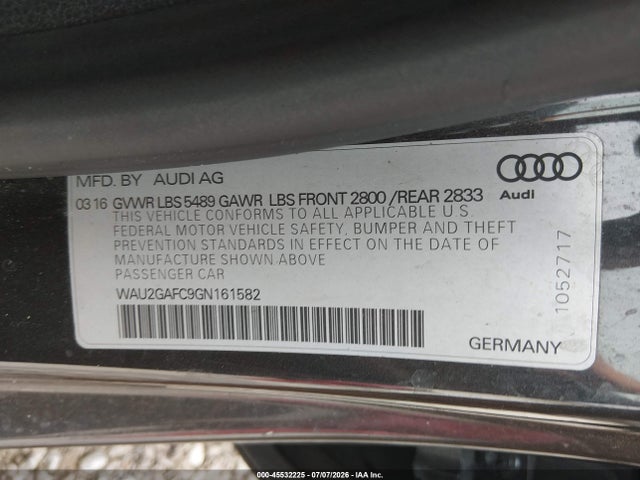 Продажа на аукционе авто 2016 Audi A7 3.0 Prestige, vin: WAU2GAFC9GN161582, номер лота: 45532225