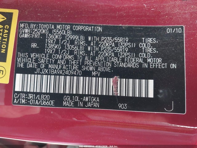 Продаж на аукціоні авто 2010 Lexus Rx 350, vin: JTJZK1BA9A2409470, номер лоту: 45532314