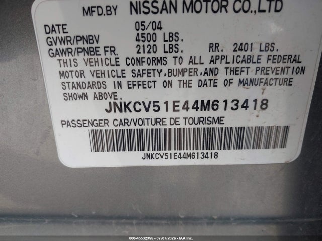 Продаж на аукціоні авто 2004 Infiniti G35, vin: JNKCV51E44M613418, номер лоту: 45532355