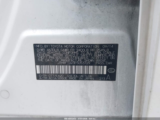 JTHBF1D23F5053729 Lexus IS 250