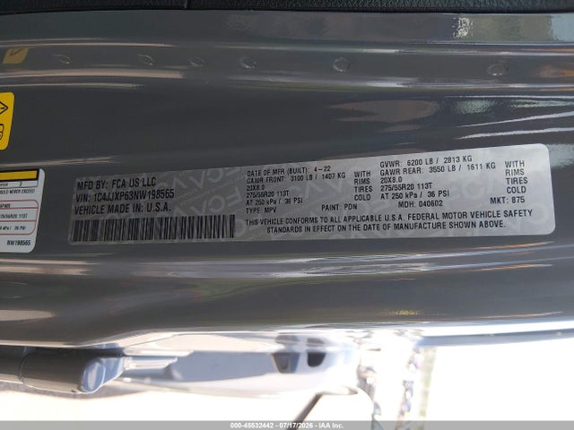 Aukcja sprzedaży 2022 Jeep Wrangler 4xe Unlimited Sahara 4x4, vin: 1C4JJXP63NW198565, numer aukcji: 45532442