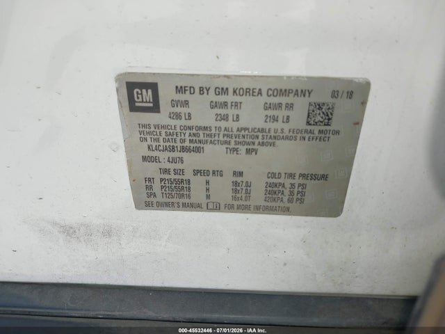 Продажа на аукционе авто 2018 Buick Encore Preferred, vin: KL4CJASB1JB664001, номер лота: 45532446