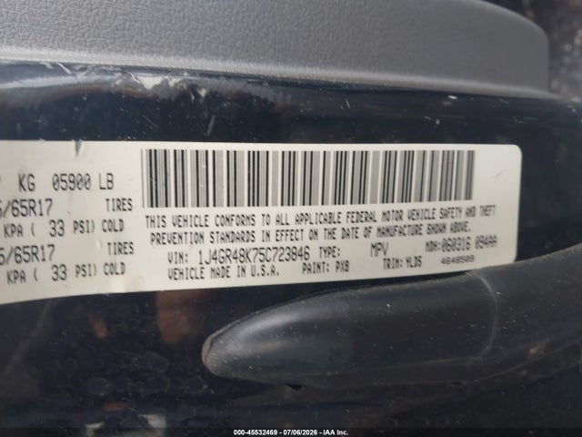 Aukcja sprzedaży 2005 Jeep Grand Cherokee Laredo, vin: 1J4GR48K75C723846, numer aukcji: 45532469
