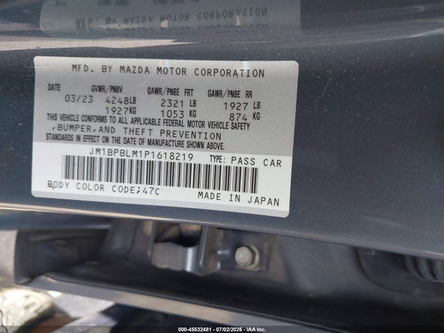 Продаж на аукціоні авто 2023 Mazda Mazda3 2.5 S Carbon Edition, vin: JM1BPBLM1P1618219, номер лоту: 45532481