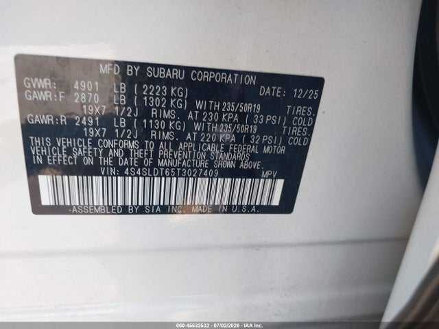 Subaru Forester Touring 2026 4S4SLDT65T3027409 Image 9
