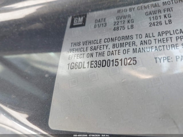Продажа на аукционе авто 2013 Cadillac Cts Performance, vin: 1G6DL1E39D0151025, номер лота: 45532548