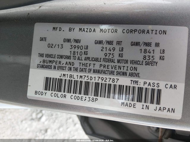 Aukcja sprzedaży 2013 Mazda Mazda3 I Grand Touring, vin: JM1BL1M75D1792787, numer aukcji: 45532558