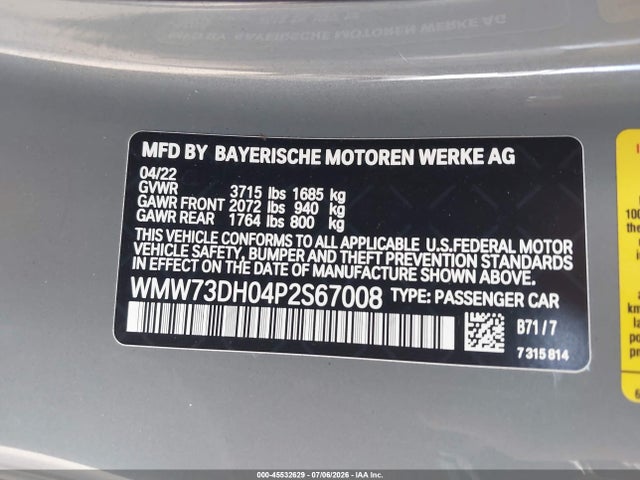 Продажа на аукционе авто 2023 Mini Hardtop John Cooper Works, vin: WMW73DH04P2S67008, номер лота: 45532629
