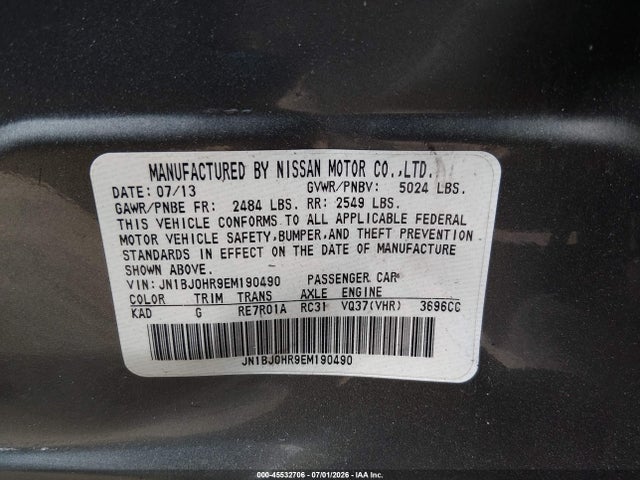 Продажа на аукционе авто 2014 Infiniti Qx50 Journey, vin: JN1BJ0HR9EM190490, номер лота: 45532706