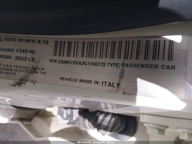 Продаж на аукціоні авто 2016 Maserati Ghibli, vin: ZAM57XSA2G1190772, номер лоту: 45532781