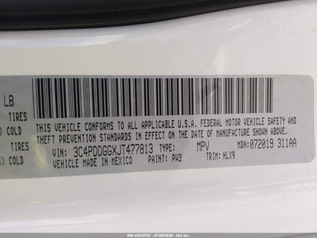 Aukcja sprzedaży 2018 Dodge Journey Crossroad Awd, vin: 3C4PDDGGXJT477813, numer aukcji: 45532787