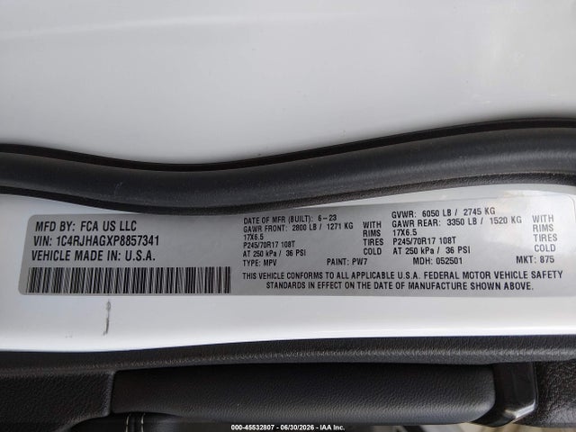 Продажа на аукционе авто 2023 Jeep Grand Cherokee Laredo 4x4, vin: 1C4RJHAGXP8857341, номер лота: 45532807