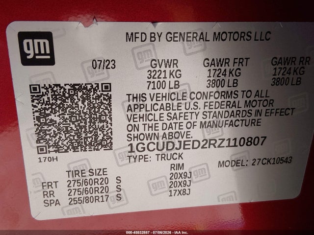 1GCUDJED2RZ110807 Chevrolet Silverado 1500 4wd Short Bed High Country