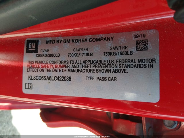 KL8CD6SA6LC422036 Chevrolet Spark Fwd 1lt Automatic