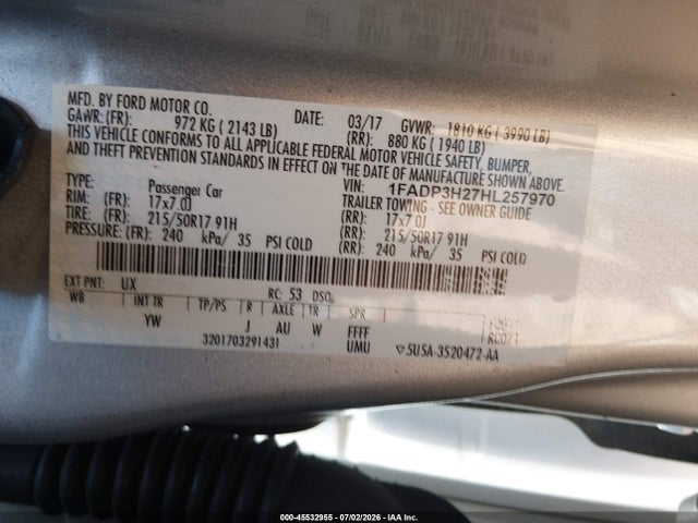 Ford FOCUS SEL 2017 1FADP3H27HL257970 Image 9